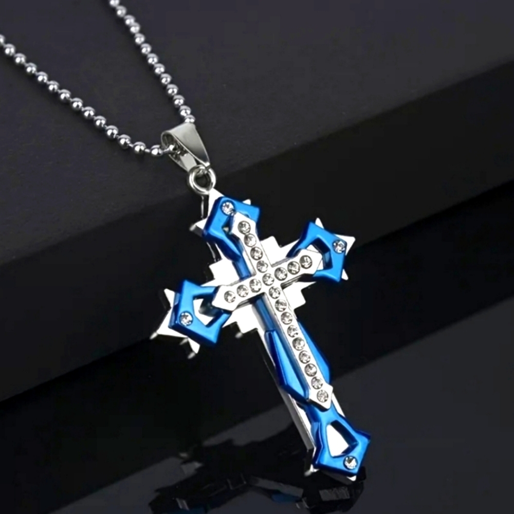 Double cross zircon inlaid